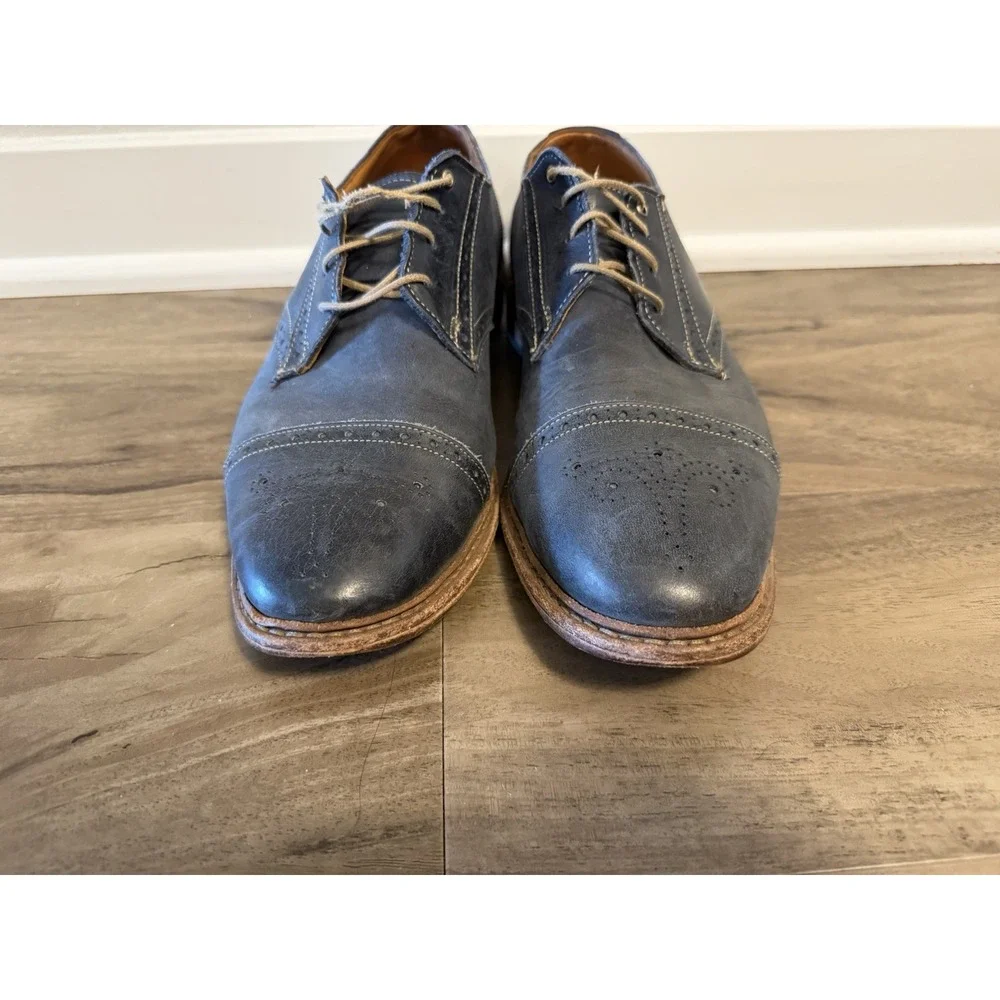 Allen Edmonds Bainbridge Men Size 10.5D Navy Blue Cap Toe Derby Dress Shoes